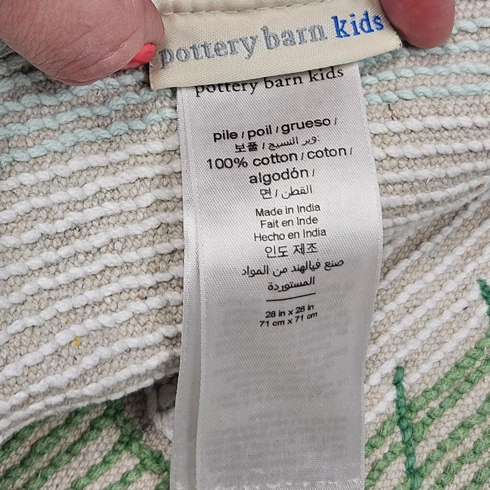 Pottery Barn Kids Bath Rug Kids 28in Green Alligator Round Cotton Tufted Mat